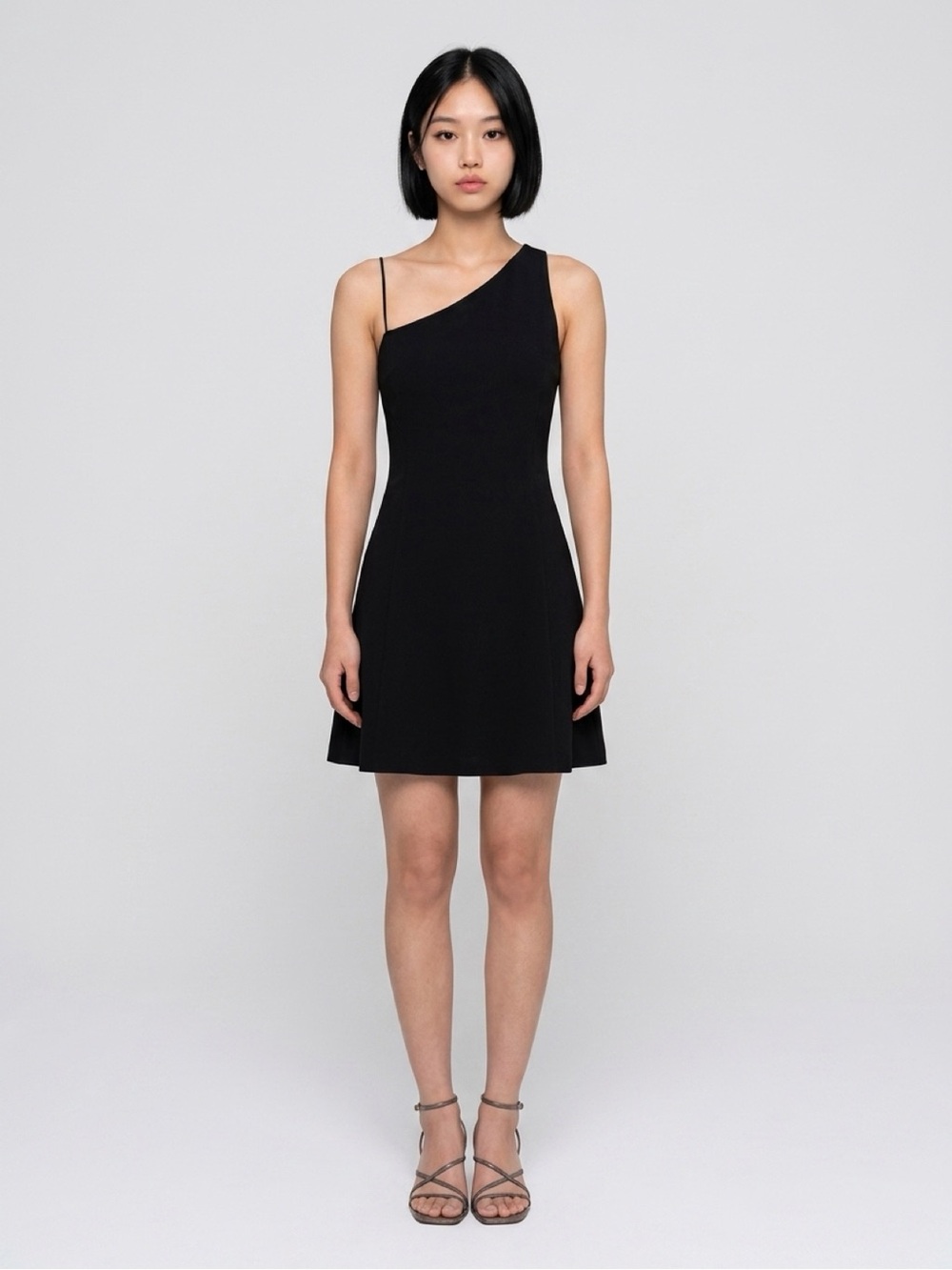 Theory Black One-Shoulder Mini Dress